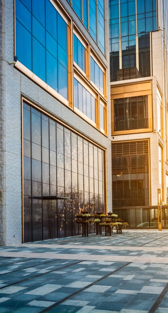 empty floor front of modern building