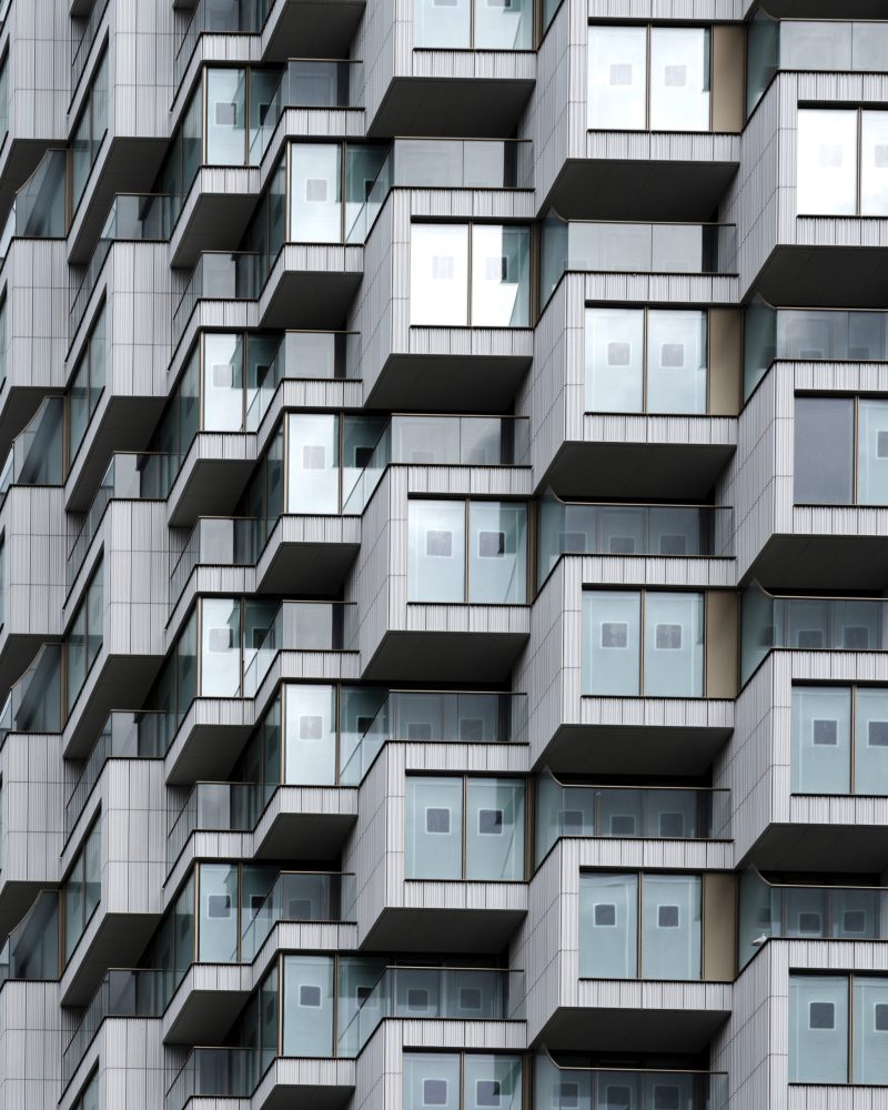 A closeup shot of modern residential apartment building